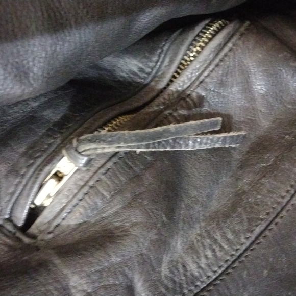 Vintage Unik Ultra Real Leather Gray Jacket, Zipper Pockets&Sleeve Openings Sz L - Picture 4 of 9